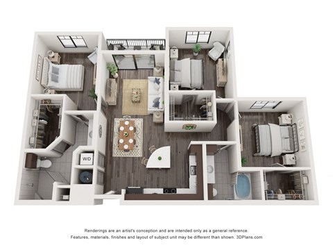 Edge at Flagler Village apartments in Fort Lauderdale Florida photo of three bedroom floorplan